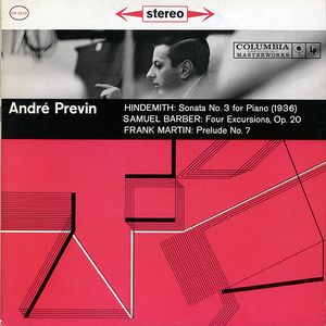 ANDRÉ PREVIN - Hindemith: Piano Sonata No. 3 / Barber: Four Excursions / Martin: Prelude No. 7 cover 