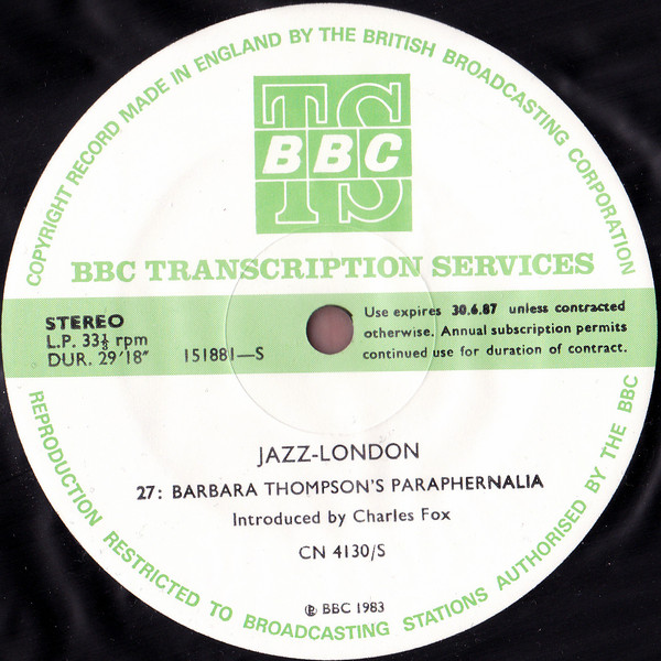 BARBARA THOMPSON - Barbara Thompson's Paraphernalia / The Martin Taylor Trio : Jazz-London 27 / 28 cover 