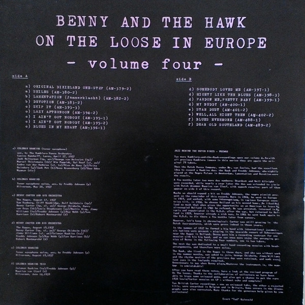 BENNY CARTER - Benny Carter And Coleman Hawkins ‎: Benny And The Hawk On The Loose In Europe Vol.4 cover 