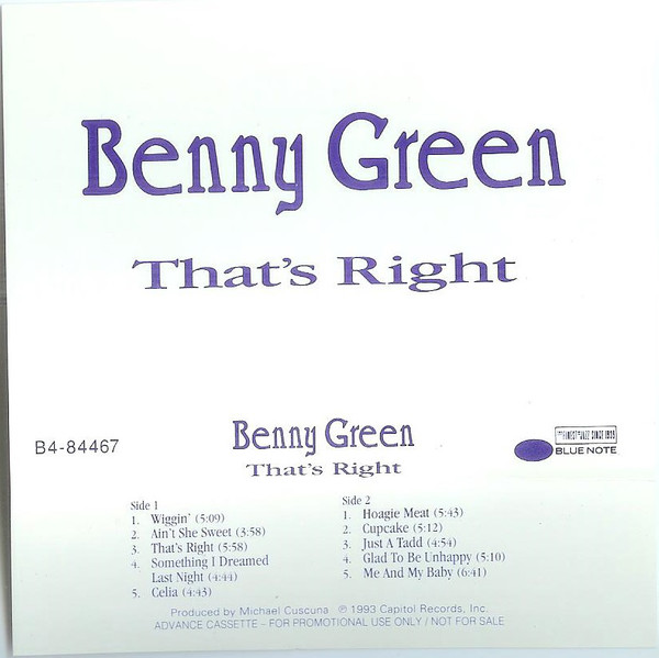 BENNY GREEN (PIANO) - That's Right cover 