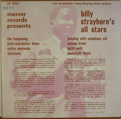 BILLY STRAYHORN - Billy Strayhorn's All Stars cover 