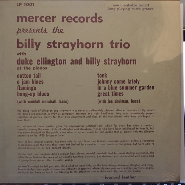 BILLY STRAYHORN - Mercer Records Presents The Billy Strayhorn Trio cover 