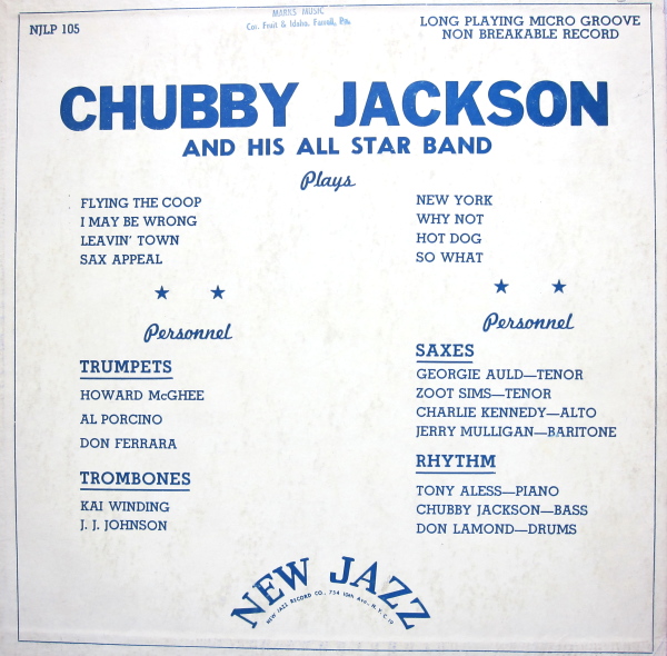 CHUBBY JACKSON - Chubby Jackson & His All Stars Band Plays cover 