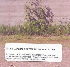 DAVID STACKENÄS - David Stackenäs & Rutger Zuydervelt : Citron cover 