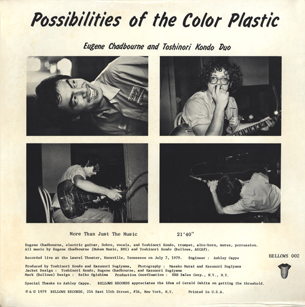 EUGENE CHADBOURNE - Eugene Chadbourne And Toshinori Kondo ‎: Possibilities Of The Color Plastic cover 