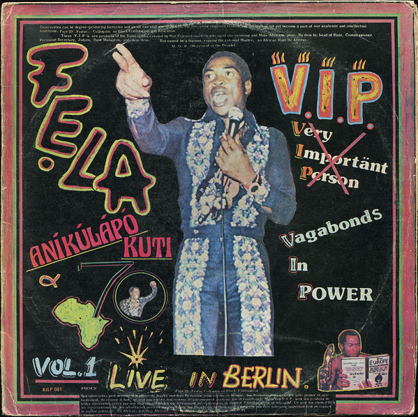FELA KUTI - V.I.P. (Vagabonds In Power) - Live In Berlin Vol. 1 cover 