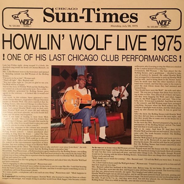 HOWLIN WOLF - Live 1975 cover 