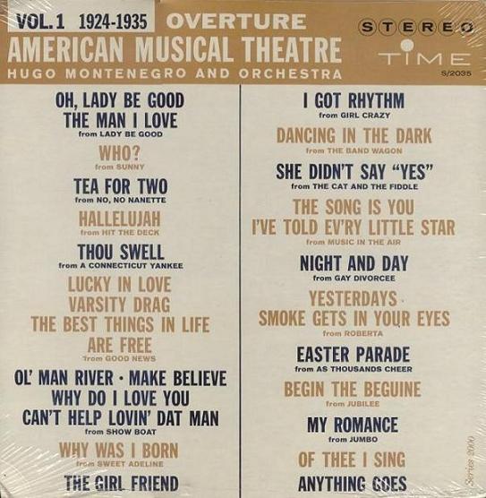 HUGO MONTENEGRO - Overture, American Musical Theatre, Vol. 1 (1924 - 1935) cover 