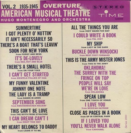 HUGO MONTENEGRO - Overture, American Musical Theatre, Vol. 2 (1935 - 1945) cover 