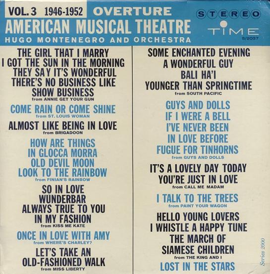 HUGO MONTENEGRO - Overture, American Musical Theatre, Vol. 3 (1946 - 1952) cover 