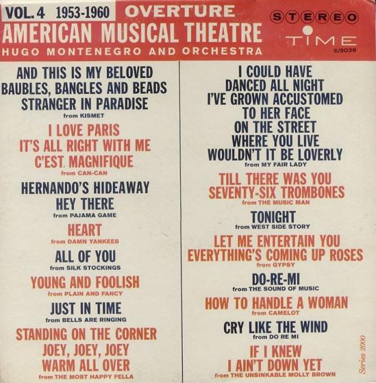 HUGO MONTENEGRO - Overture, American Musical Theatre, Vol. 4 (1953 - 1960) cover 