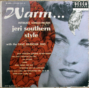 JERI SOUTHERN - Warm Intimate Songs In The Southern Style cover 