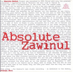 JOE ZAWINUL - Absolute Zawinul (as Absolute Ensemble Featuring Joe Zawinul ) cover 