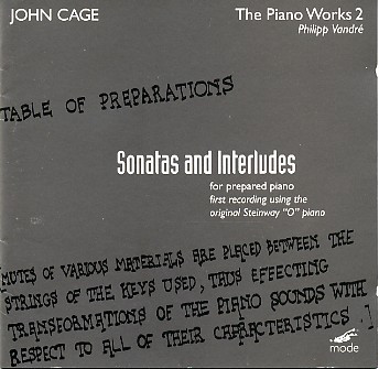 JOHN CAGE - John Cage - Philipp Vandré ‎: The Piano Works 2 - Sonatas And Interludes For Prepared Piano cover 