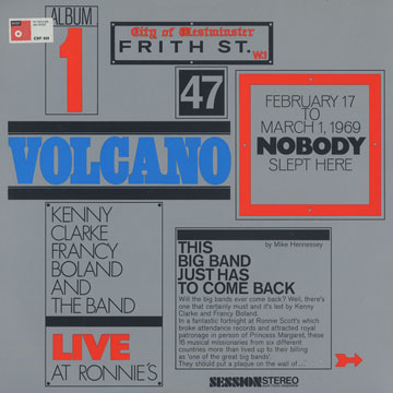 KENNY CLARKE - Live at Ronnie's Album 1 - Volcano cover 
