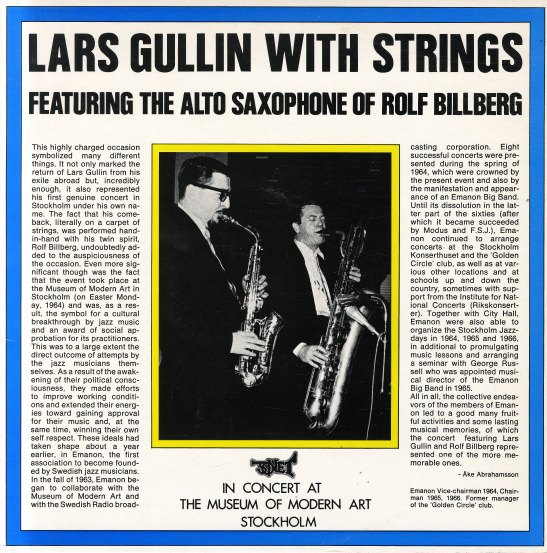 LARS GULLIN - Lars Gullin With Strings (Featuring The Alto Of Rolf Billberg) cover 