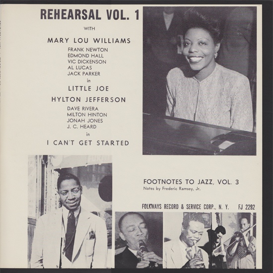 MARY LOU WILLIAMS - Mary Lou Williams, Hylton Jefferson ‎: Rehearsal Vol. 1 (Footnotes To Jazz Vol. 3) cover 