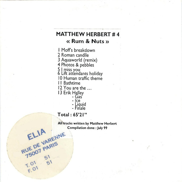 MATTHEW HERBERT - Matthew Herbert #4 «Rum & Nuts» cover 