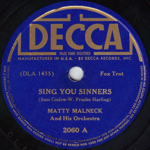 MATTY MALNECK - Sing You Sinners cover 