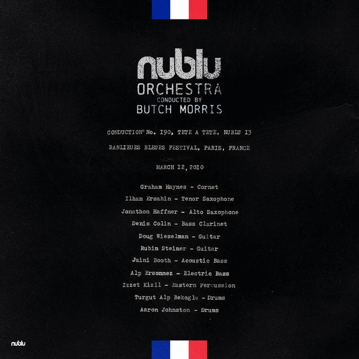 NUBLU ORCHESTRA CONDUCTED BY BUTCH MORRIS - Live in Paris cover 