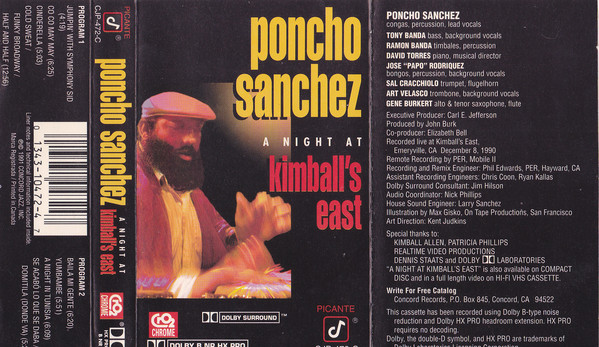 PONCHO SANCHEZ - A Night at Kimball's East cover 