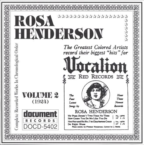 ROSA HENDERSON - Complete Recorded Works, Vol. 2 (1924) cover 