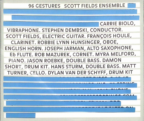 SCOTT FIELDS - Scott Fields Ensemble : 96 Gestures cover 