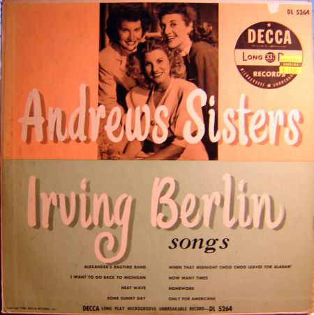 THE ANDREWS SISTERS - Irving Berlin Songs cover 