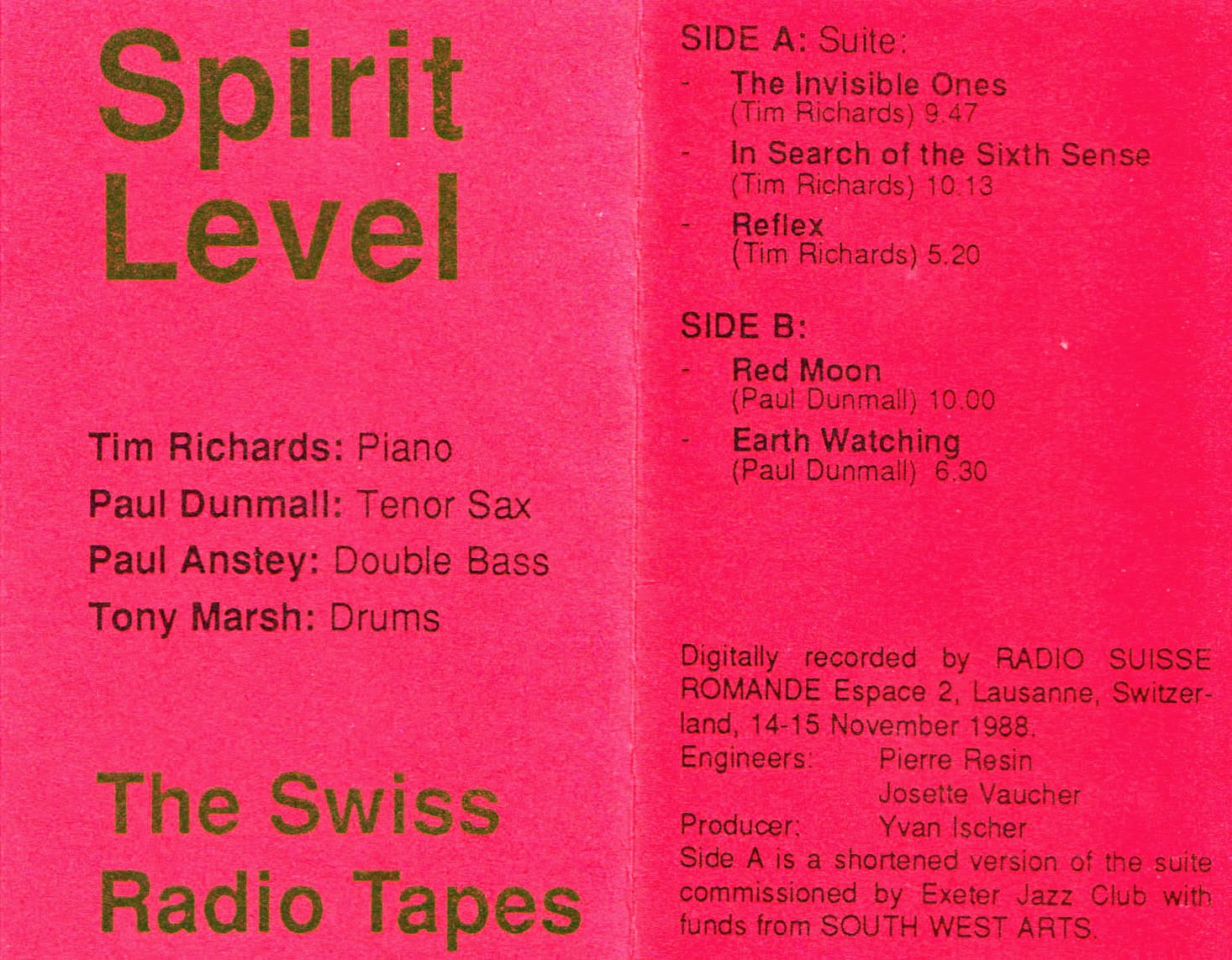 TIM RICHARDS - Spirit Level : The Swiss Radio Tapes cover 