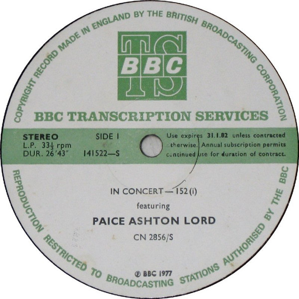TONY ASHTON - Paice Ashton & Lord ‎: In Concert-152 cover 