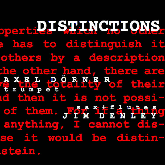 AXEL DÖRNER - Distinctions cover 