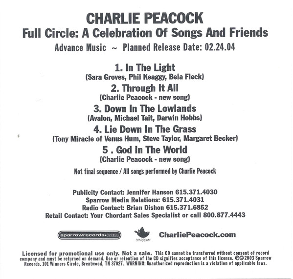 CHARLIE PEACOCK - Full Circle : A Celebration Of Songs And Friends cover 