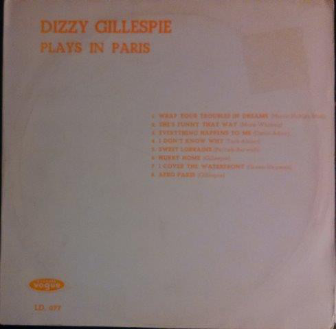 DIZZY GILLESPIE - Plays In Paris (aka Dizzy Gillespie Plays) cover 