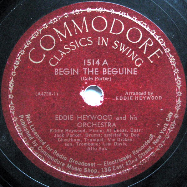 EDDIE HEYWOOD JR - Begin The Beguine /  I Cover The Waterfront cover 