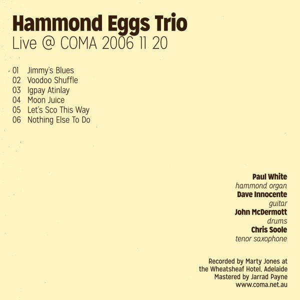 HAMMOND EGGS - Live @ COMA 2006 11 20 cover 