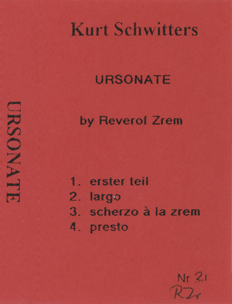 JAAP BLONK - Reverof Zrem : Ursonate cover 