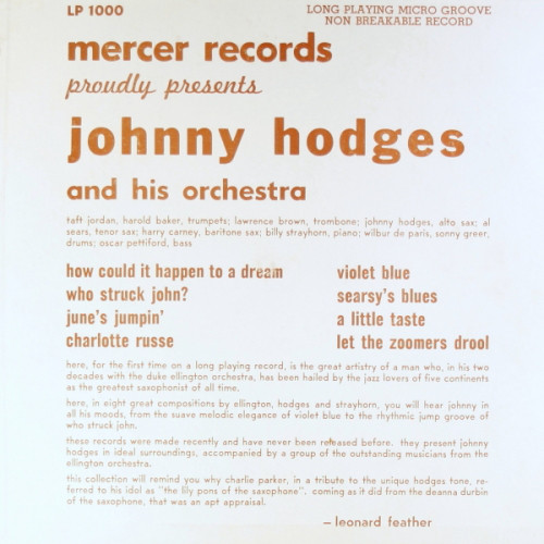 JOHNNY HODGES - Mercer Records Proudly Presents : Johnny Hodges And His Orchestra cover 