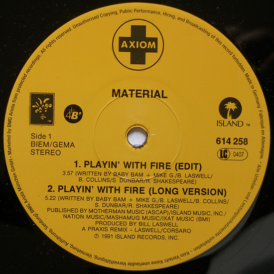 MATERIAL - Playin' With Fire cover 
