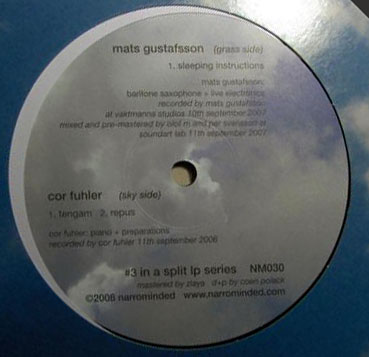 MATS GUSTAFSSON - Split LP Series #3 - Mats Gustafsson / Cor Fuhler cover 