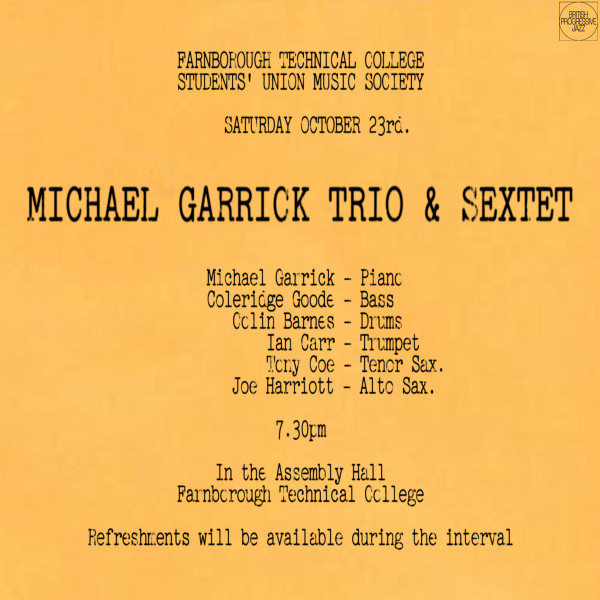 MICHAEL GARRICK - Michael Garrick Trio & Sextet : Farnborough Technical College 1965 cover 