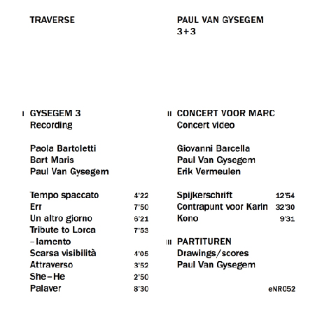PAUL VAN GYSEGEM - Paul Van Gysegem 3+3 : Traverse cover 