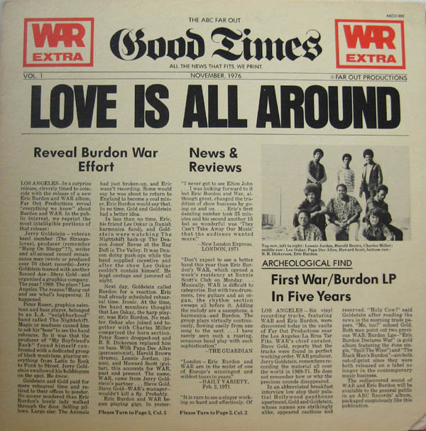 WAR - War Featuring Eric Burdon : Love Is All Around cover 